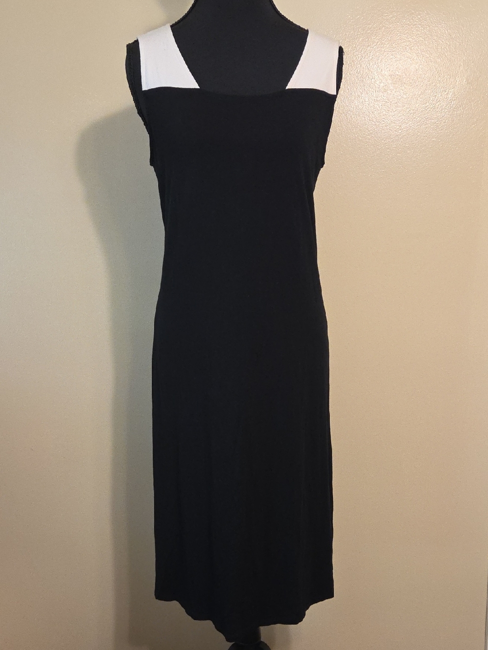 Eileen Fisher Black & White Sleeveless Colorblock Flowy Shift Dress Small